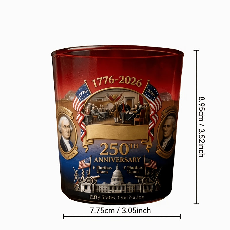 250th Anniversary Whiskey Glasses Set of 2 – 1776-2026 Commemorative We the People Gradient Glass Tumblers, 10oz Oval Gift for Patriotic Celebrations
