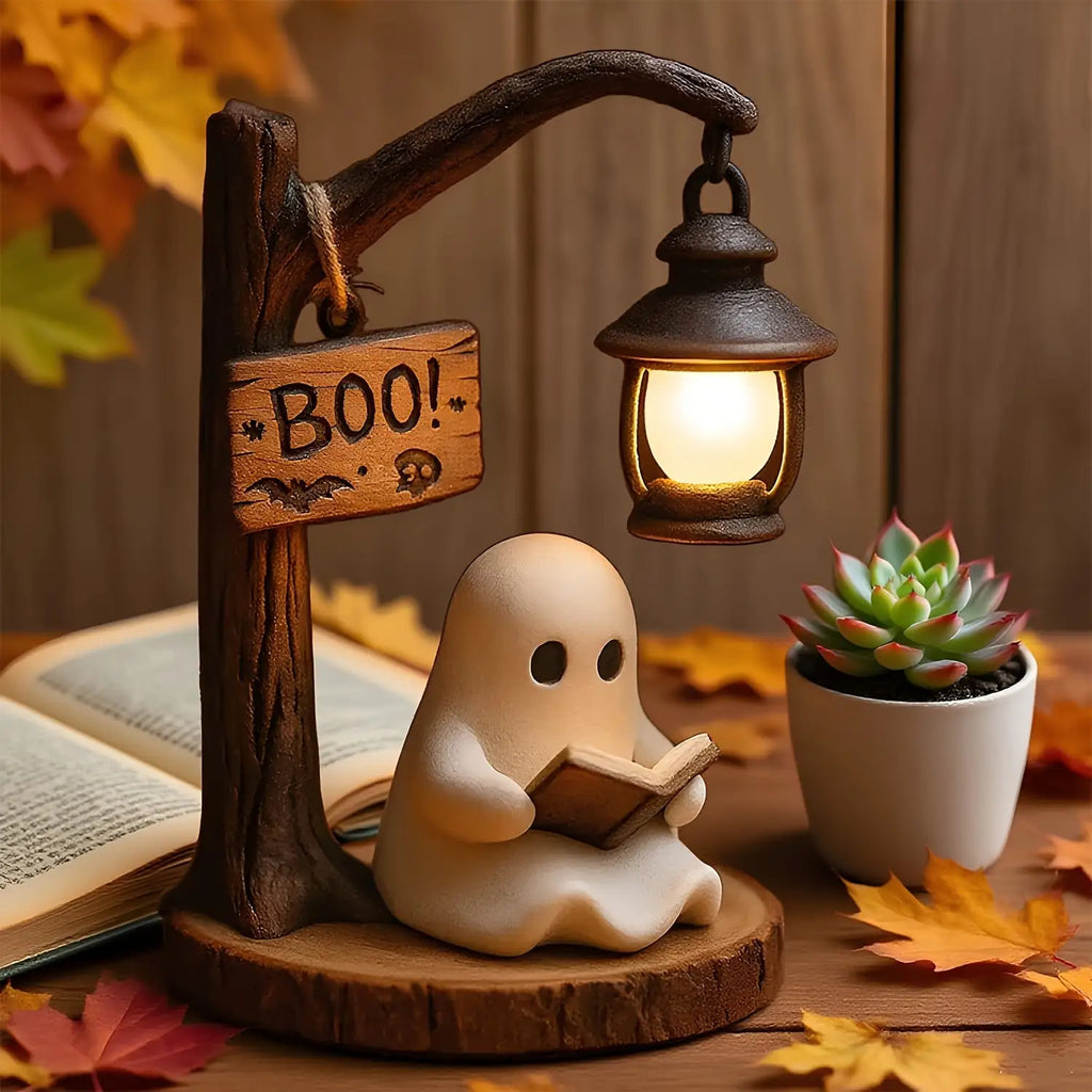 Boo Ghost 3D Resin Halloween Night Light – Cute Reading Lantern, Warm Indoor Glow, Decorative Lamp for Bedroom & Living Room – Ghost Theme Gift with Exquisite Details