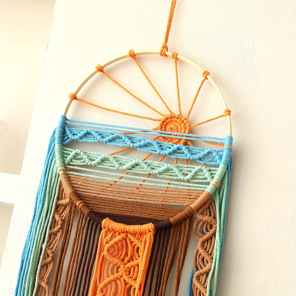 Bohemian Woven Wall Hanging Tapestry Sunrise Sunset Design Boho Wall Decor for Living Room Bedroom Wedding Valentine's Day Thanksgiving Home Decor Woven Tapestry Wall Art Aesthetic Room Decor Gift