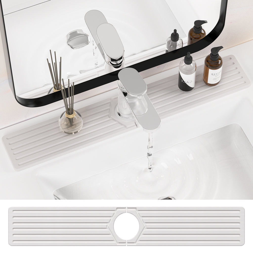 Diatomite Stone Sink Faucet Mat 23.6x3.9 Inch - Quick Drying Absorbent Countertop Mat for Kitchen and Bathroom Sink Area - Natural Diatom Mud Faucet Splash Pad