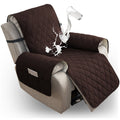 Quilted Recliner Sofa Cover Anti-Slip Wear-Resistant 4-Layer Fabric Dual Side Pockets Machine Washable Pet Home Bedroom Living Room 10 Colors 2 Sizes