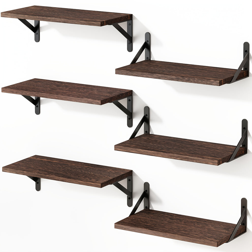 Farmhouse Floating Wall Shelves 3/6pcs Heavy Duty Long Ledge Shelf Set for Bedroom, Bathroom, Living Room & Kitchen Decor, Wall Mounted Storage Shelving for Home Organization