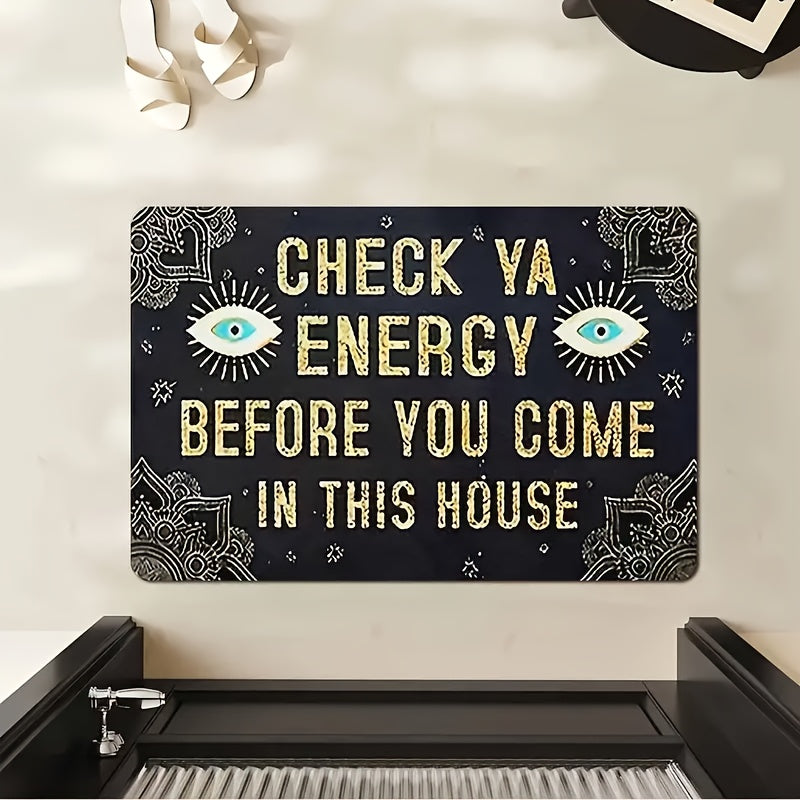 Check Ya Energy Doormat Quick Dry Anti-Slip Funny Welcome Mat for Entryway Indoor Bedroom Rug 2 Sizes