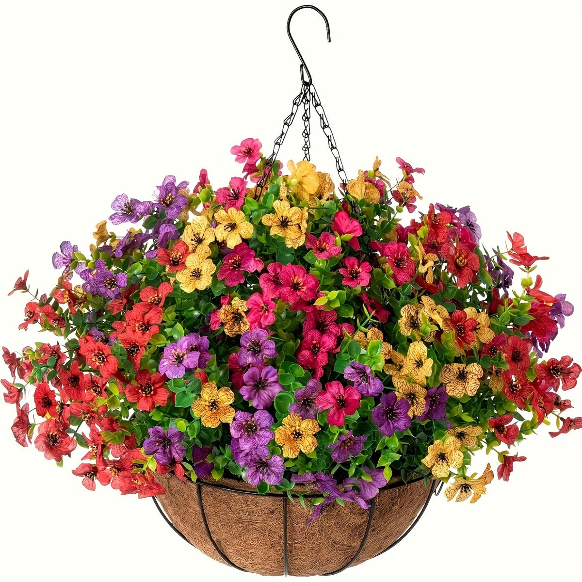 Artificial Sunflowers & Wildflowers 24pcs Mixed Colors Bouquet Set, Fake Flowers for Porch, Balcony & Front Door Decor, Year-Round Hanging Flower Basket Decoration, No Container Needed