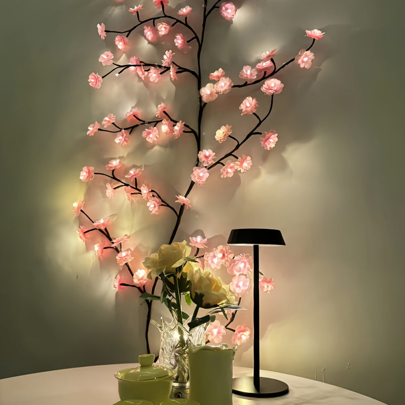 Cherry Blossom LED Chandelier Rattan Light, 96/144 LED USB Powered with 8 Modes – Hanging Flower String Light for Indoor Outdoor Holiday Party, Halloween, Christmas, Valentine’s Day & Seasonal Decor