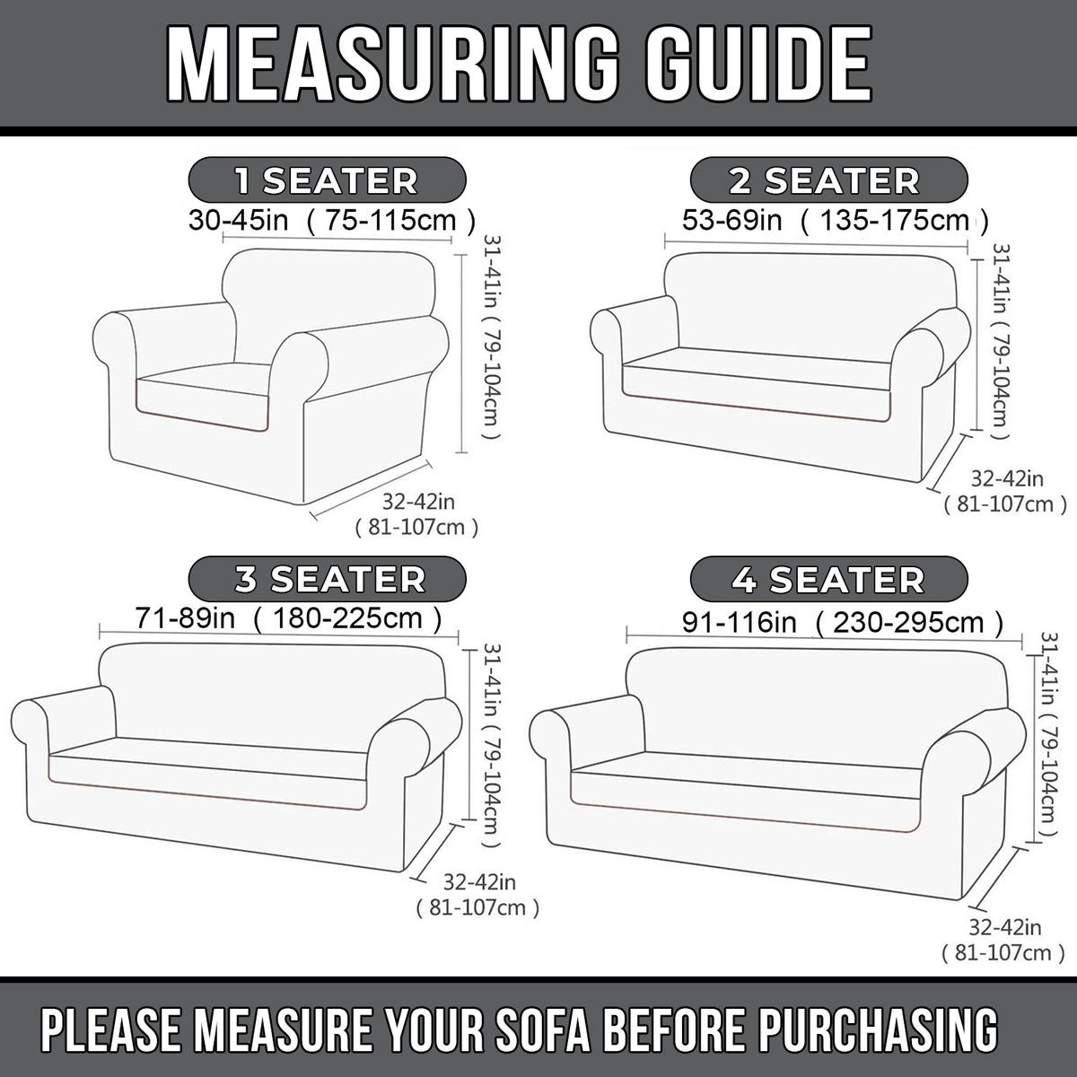 Elastic Stretch Sofa Cover Spandex – Non-Slip Couch Slipcover, Pet-Friendly, Machine Washable, All-Season, 7 Colors, 1/2/3 Seater, Living Room Bedroom Office Home Decor