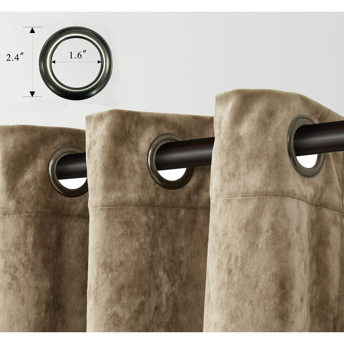 Luxury Distressed Crushed Velvet Curtains - 4-Piece Set (2 Panels + 2 Tiebacks), Grommet Top, Room Darkening | 10 Colors, 3 Sizes