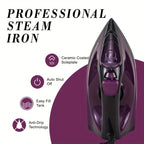 Handheld Clothes Steamer Non-Stick Soleplate – High-Pressure Anti-Calc, Adjustable Temp for Dry & Wet Clothes, Fast Heating Compact Steamer for Travel, Home & Office | Deep Purple