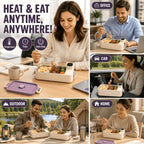 Heated Lunch Box Rechargeable with Timer - Self-Warming Portable Bento Box 80°C Keep Warm for Women & Men, Insulated Meal Prep Container with Lid, Electric Lunch Box for Work & Office