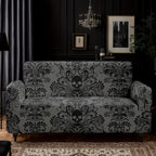 Floral Print Sofa Cover Stretch Elastic Polyester - Artistic Black Floral Pattern Couch Slipcover Machine Washable for 1 2 3 4 Seater Living Room Bedroom Dining Chair