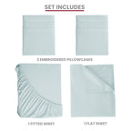 Brushed Microfiber Bed Sheet Set 6 Piece with Embroidered Pillowcases - Hotel Luxury Deep Pocket 16 Inch, Soft Breathable All Season, 24 Colors, Twin Twin XL Full Queen King Cal King