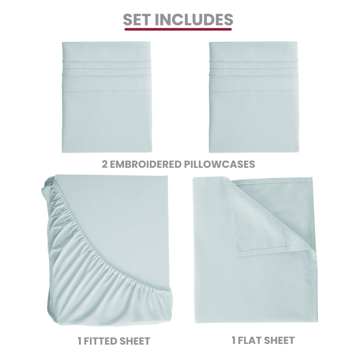 Brushed Microfiber Bed Sheet Set 6 Piece with Embroidered Pillowcases - Hotel Luxury Deep Pocket 16 Inch, Soft Breathable All Season, 24 Colors, Twin Twin XL Full Queen King Cal King