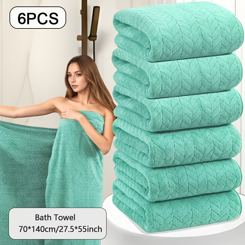 Oversized Striped Bath Towel Set – Absorbent Quick-Dry Adult Bath Towels for Spa, Hotel & Home | Available as Single or 6-Piece Set | Multiple Colors
