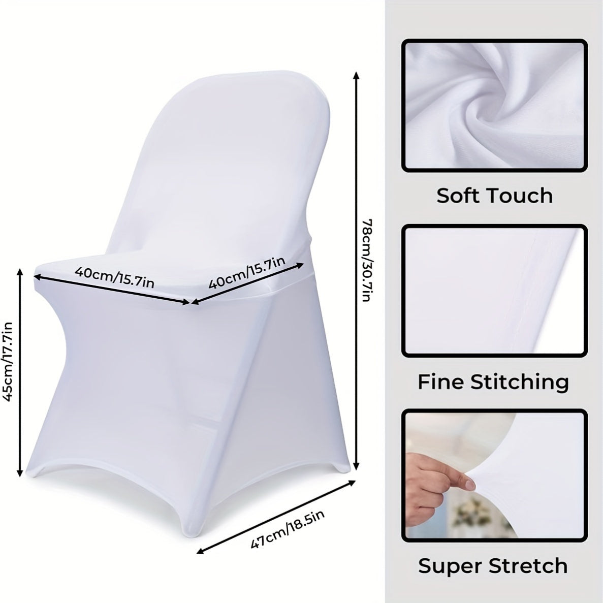30-Pack Stretch Spandex Chair Covers Universal Washable Removable Slipcovers for Wedding Party Dining Room Banquet Event Black White