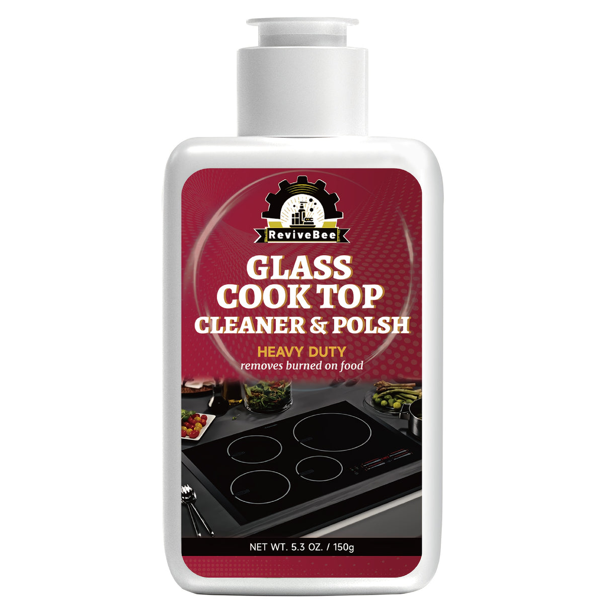Cooktop Cleaning Paste – Removes Grease, Oil Stains & Burnt-On Food from Stove Tops, Burners & Glass Cooktops – Hydrogen Peroxide Easy Scrub Kitchen Cleaner Gel, Unscented
