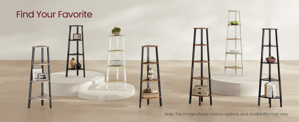 Corner Shelf 4-Tier Ladder Bookshelf & Plant Stand – Industrial Style Space-Saving Corner Shelving Unit for Living Room, Bedroom, Study & Entryway