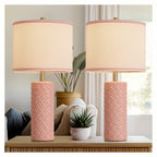 27" Modern Ceramic Table Lamp Set of 2 – Farmhouse Bedside Lamps with 3 Color Temperatures for Bedroom, Living Room & Office (LED Bulb Included)