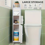 Floor Standing Bathroom Cabinet PVC Double Door White Thickened Space Saving Corner Shelf for Toilet Paper Shampoo Storage Home Hotel School Restroom