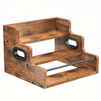 3-Step Solid Wood Liquor Bottle Display Shelf Countertop Wine Rack Bar Organizer for Whiskey Spirits Coffee Syrup Spice Bottles Home Bar Kitchen