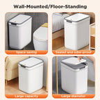 Wall-Mounted Odor-Sealing Trash Can with Lid – Space-Saving Rectangular Plastic Waste Bin, No Power Needed, Minimalist Design for Bathroom, Bedroom, Office & Dorm, Easy to Clean
