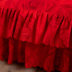 3-Piece Floral Bed Skirt Set with 2 Pillowcases, Non-Slip Lace Ruffle Bed Skirt, All-Season Polyester Bedding, Machine Washable, Bedroom & Guest Room Decor in Pink Rose, Purple Rose, Peony & More