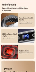 Fascia Gun Deep Tissue Percussion Massager with 9 High-Frequency Modes & Multiple Massage Heads, USB Rechargeable 2000mAh, Targets Legs, Waist, Back & Hips, Fitness Recovery Gift for Men & Women