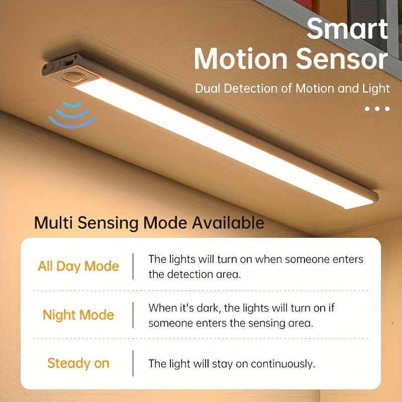 LED Motion Sensor Under Cabinet Lights USB Rechargeable – 3 Color Temperatures Wireless Stick-On Magnetic Night Light for Kitchen Cabinet Closet Wardrobe Cupboard Stairs