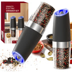 Electric Salt and Pepper Grinder Set 2-Pack - Automatic Battery-Powered Mill with LED Light, Adjustable Coarseness, Large Capacity for Home Kitchen & BBQ - Great Father's Day & Birthday Gift