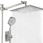 High Pressure Shower Head with Handheld Combo 9-Spray Settings 8 10 12 Inch Rainfall Stainless Steel Hose Adjustable Bracket Chrome Black