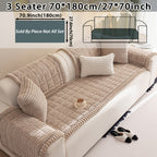 Boho Plush Sofa Cover with Ruffled Edges – Thick Warm Pet-Friendly Couch Protector, Bohemian Style Home Decoration Slipcover for Living Room Sofa Couch Furniture