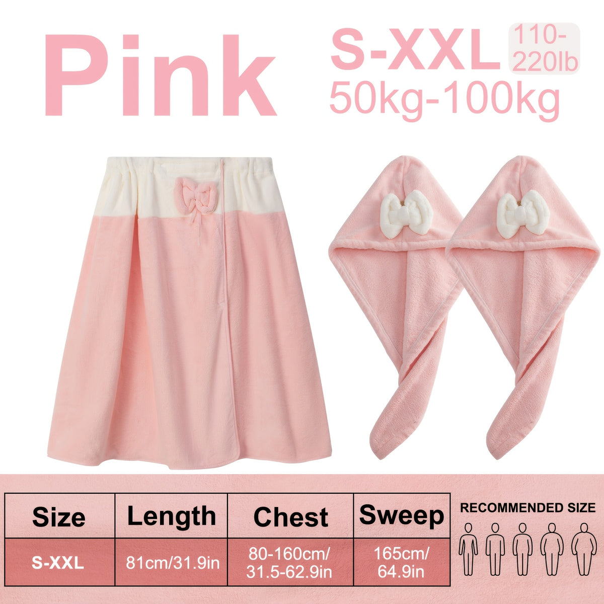 Adjustable Bath Wrap Skirt Set with Triangular Hair Drying Cap – Sizes S-XXXXL Spa Towel Wrap for Women, Home, Travel & Steam Room