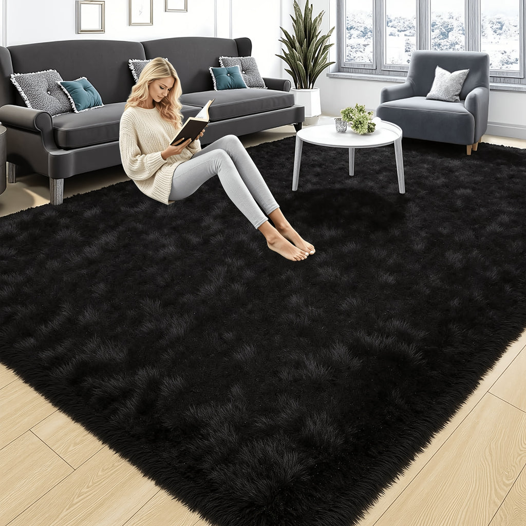 Fluffy Plush Area Rug 1.6 Inch Thick Non-Slip Machine Washable Polyester Tie Dye Rectangle Carpet for Living Room Bedroom Multiple Sizes and Colors