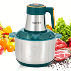 Electric Meat Grinder 1.32 Gal 5-Speed Multifunctional Food Chopper with 6 Blades - Household Mincer for Meat Vegetables Garlic Puree Juice Noodles Baby Food, Blue/Green