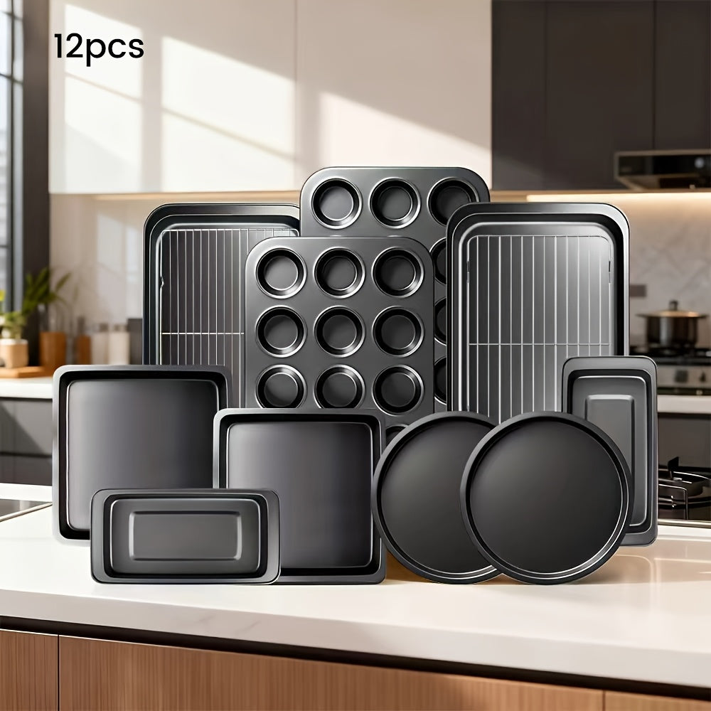 Baking Pan Set Oven-Safe Commercial Grade - Cookie Sheet Baking Sheet Round Cake Pan Muffin Pan Bread Pan Pizza Pan Square Pan - 4/6/12/23/46-Piece Kitchen Bakeware Sets, Restaurant Quality