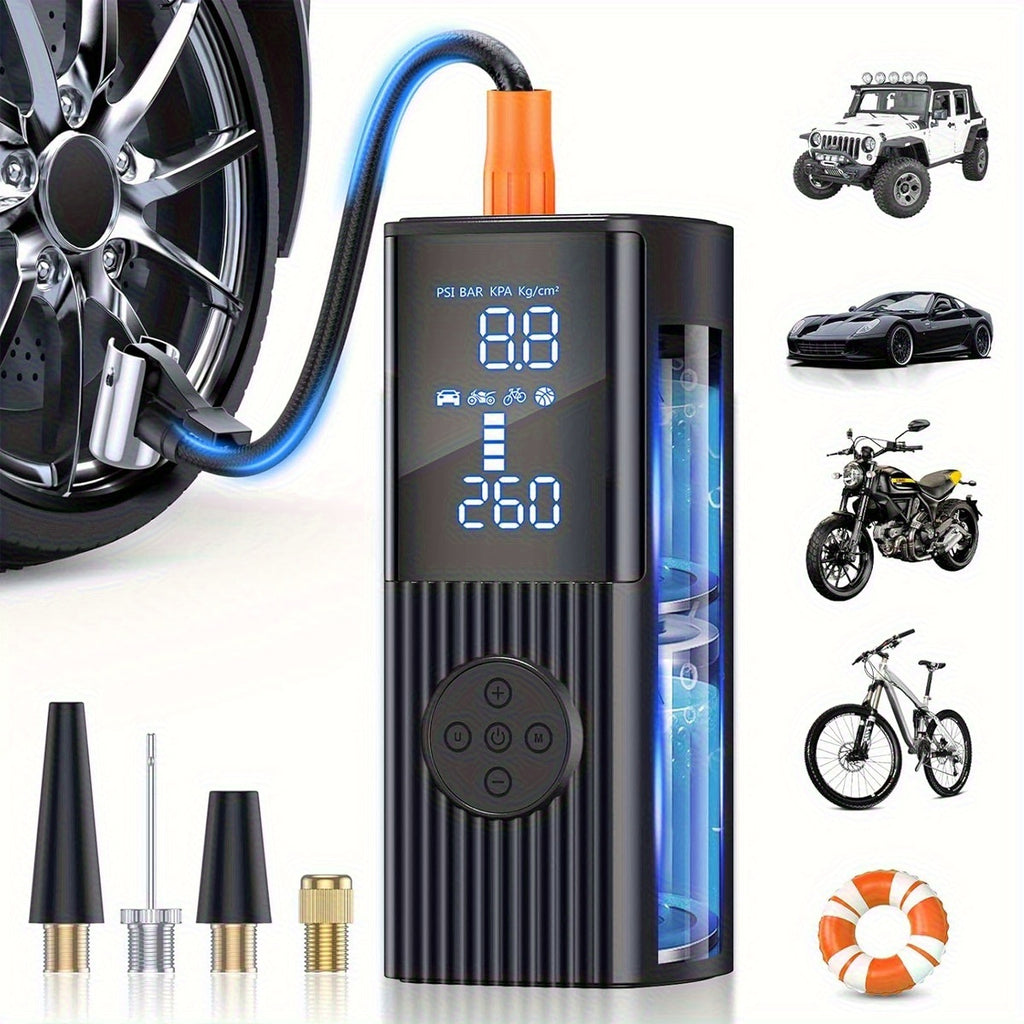 Cordless Tire Inflator 210PSI 22-Cylinder Digital Pressure Gauge Rechargeable LED Light Portable Air Pump for Car Motorcycle Bicycle Ball