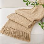 Chunky Tassel Throw Blanket Soft Cozy Textured Farmhouse Knit Blanket for Couch Sofa Bed Living Room Bedroom Travel Decor 10 Colors