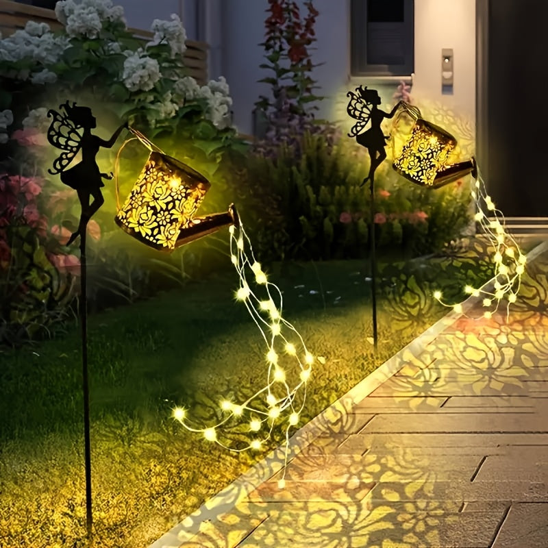 Solar Fairy Watering Can Light with String Lights – Vintage Metal Outdoor Garden Lamp, 600mAh Battery, Auto Dusk-to-Dawn, Portable Pathway & Patio Decor Light for Lawn & Garden, White or Colorful