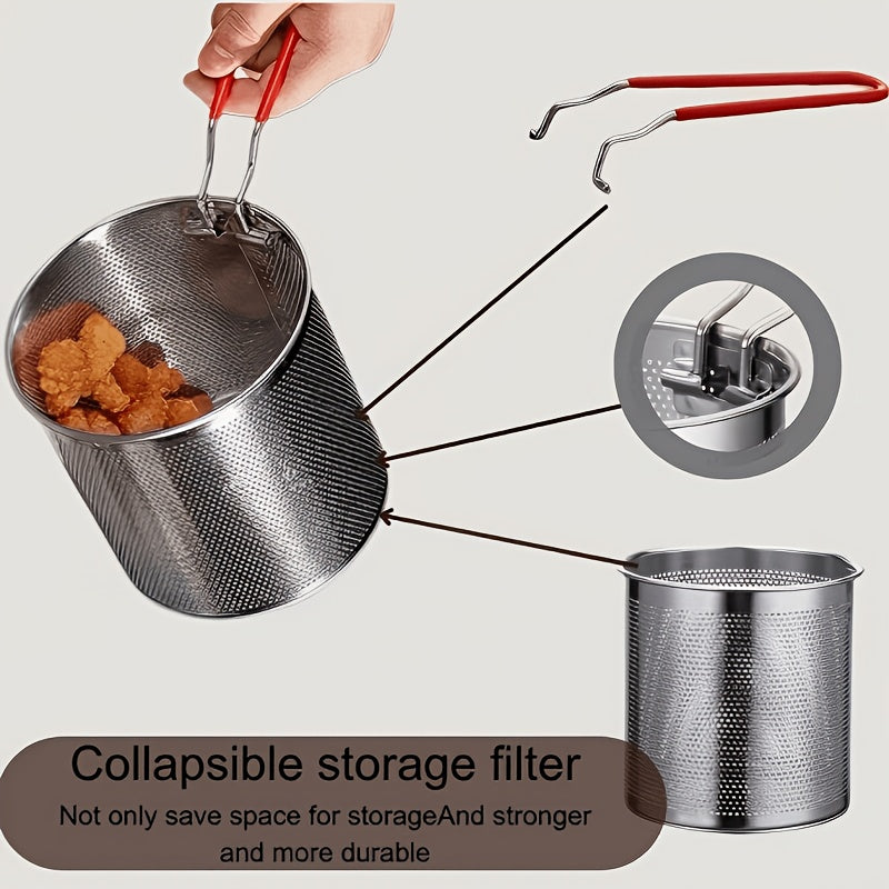 Mini 304 Stainless Steel Deep Fryer with Filter Net – Oil-Saving Small Frying Pot for French Fries, Chicken Wings & More | Induction Compatible & Dishwasher Safe