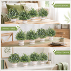 4-Pack Small Artificial Potted Plants Indoor Faux Greenery in Paper Pulp Pots for Shelf Desk Home Farmhouse Bathroom Room Decor