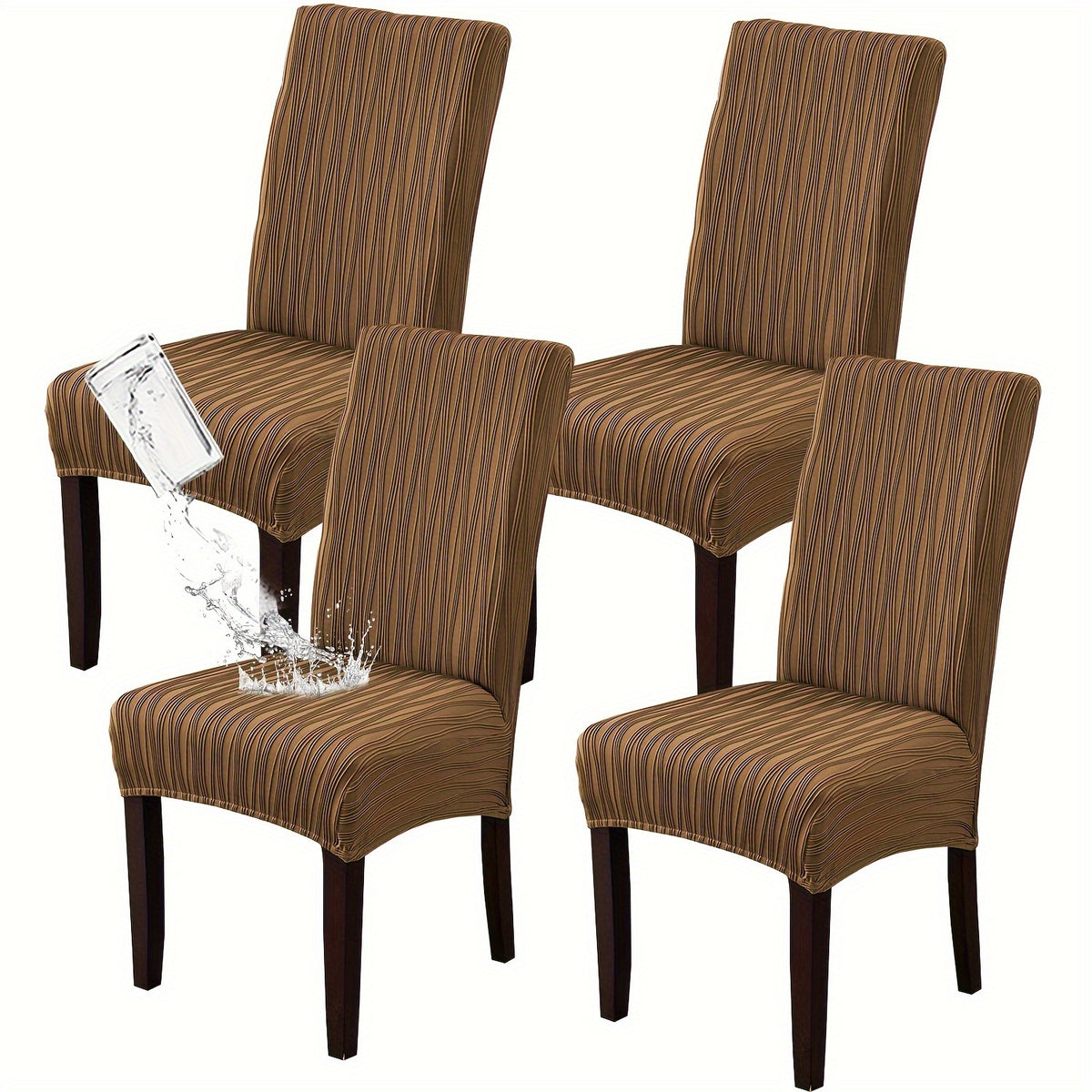 Stain-Resistant Stretch Dining Chair Covers Set of 4 or 6 Jacquard Polyester-Spandex Removable Slipcovers – Pet & Kid Friendly, Machine Washable, for Restaurant Home Wedding Christmas