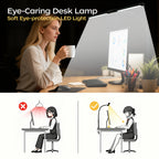 Dual-Head LED Desk Lamp Foldable Gooseneck with Remote – 3 Color Temperatures 10 Brightness Levels USB Powered Eye-Care Office & Bedroom Study Lamp with Clip