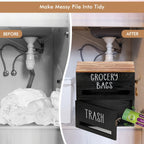 2-in-1 Wooden Garbage Bag Dispenser & Organizer - Wall-Mount or Cabinet Hanging Bag Holder for Kitchen & Bathroom, Large Capacity, White or Black