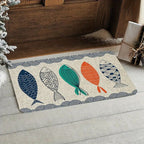 Summer Fish Pattern Flannel Door Mat Washable Soft Non-Slip Area Rug for Front Door Bedroom Farmhouse Laundry Room Decoration - 2 Sizes