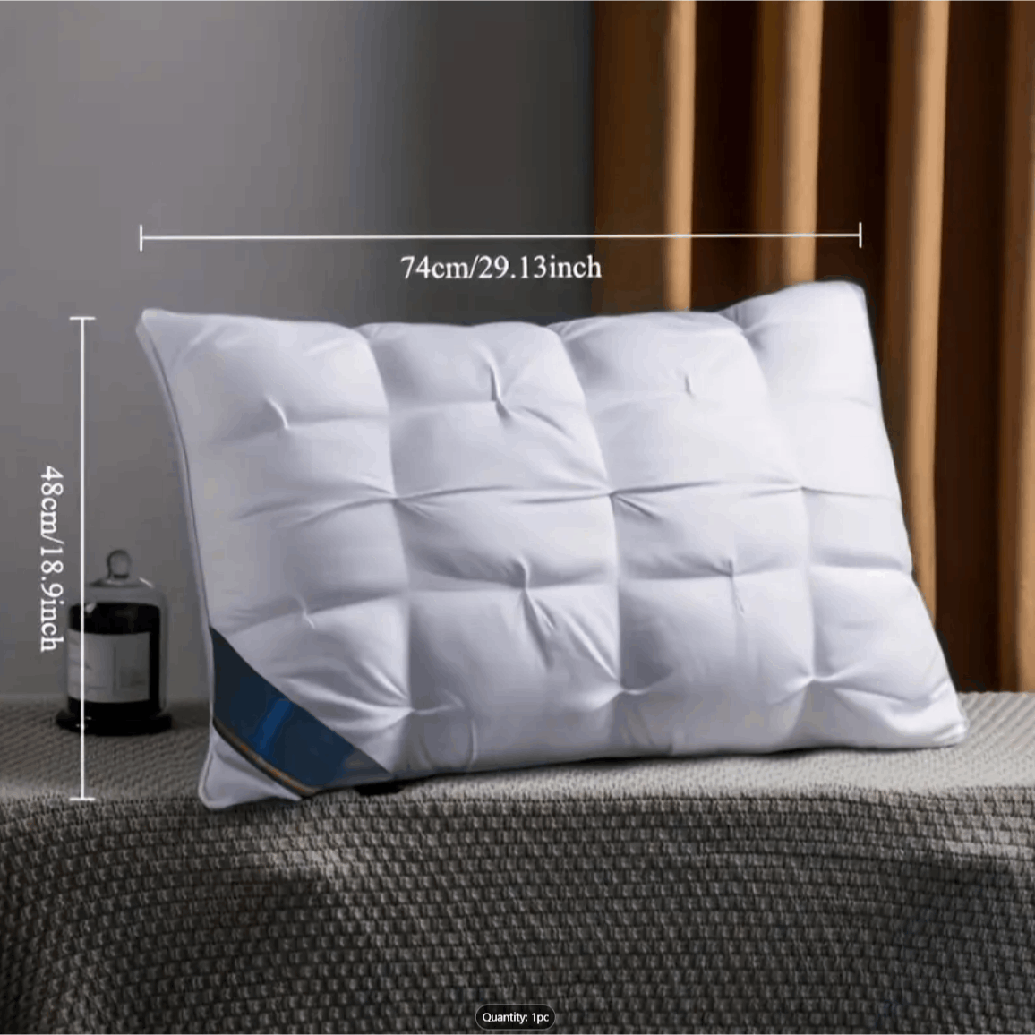 Hotel Quality Bed Pillows - Luxury Soft Polyester Fiber Satin Cover, Deep Sleep Neck Support No-Collapse, Zipper Closure Machine Washable, All-Season, 1/2/3/4-Pack White & Gray