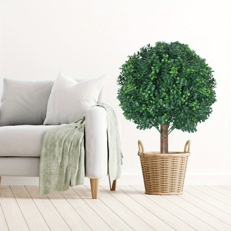 Artificial Topiary Boxwood Balls Set of 2 – 21 Inch UV-Resistant Faux Boxwood Shrubs for Indoor Outdoor Garden Yard Porch Courtyard Entryway Home Decor Living Room Bedroom Accent Plants