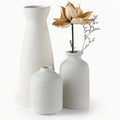 Boho Ceramic Vase Set 3pcs Matte Nordic Minimalist Geometric & Floral Designs, Decorative Vases for Living Room, Entryway, Bookshelf, TV Console & Bathroom Vanity, Holiday & Birthday Gift