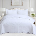 Quilted Embroidered Bedspread Set 3 Pcs – Floral Embroidery, 100% Polyester, Wrinkle-Resistant Lightweight Coverlet for Queen & King Bedroom Decor, 16 Colors