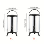 Stainless Steel Insulated Beverage Dispenser with Spigot – Food-Grade 304 Hot & Cold Drink Bucket for Tea, Coffee, Juice & Water, Party Serving Container (6L or 2.11gal)