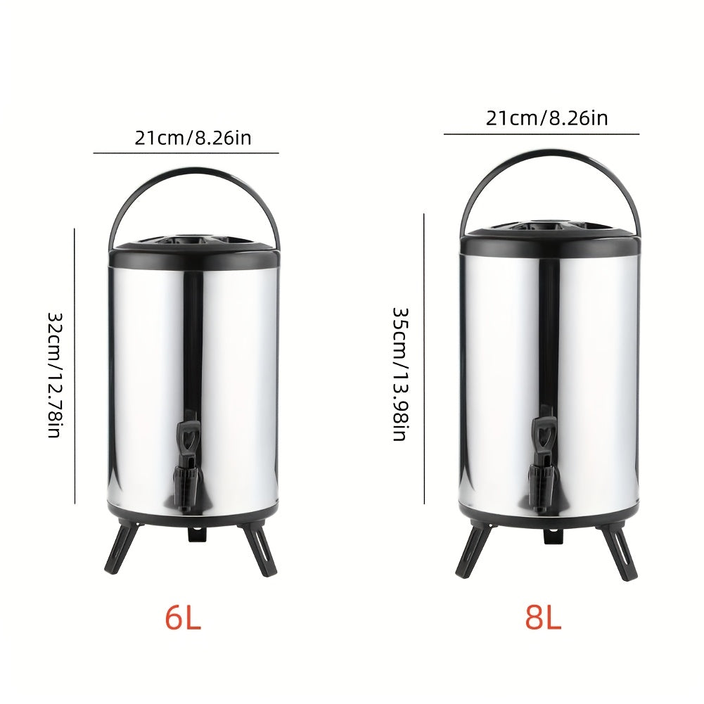 Stainless Steel Insulated Beverage Dispenser with Spigot – Food-Grade 304 Hot & Cold Drink Bucket for Tea, Coffee, Juice & Water, Party Serving Container (6L or 2.11gal)