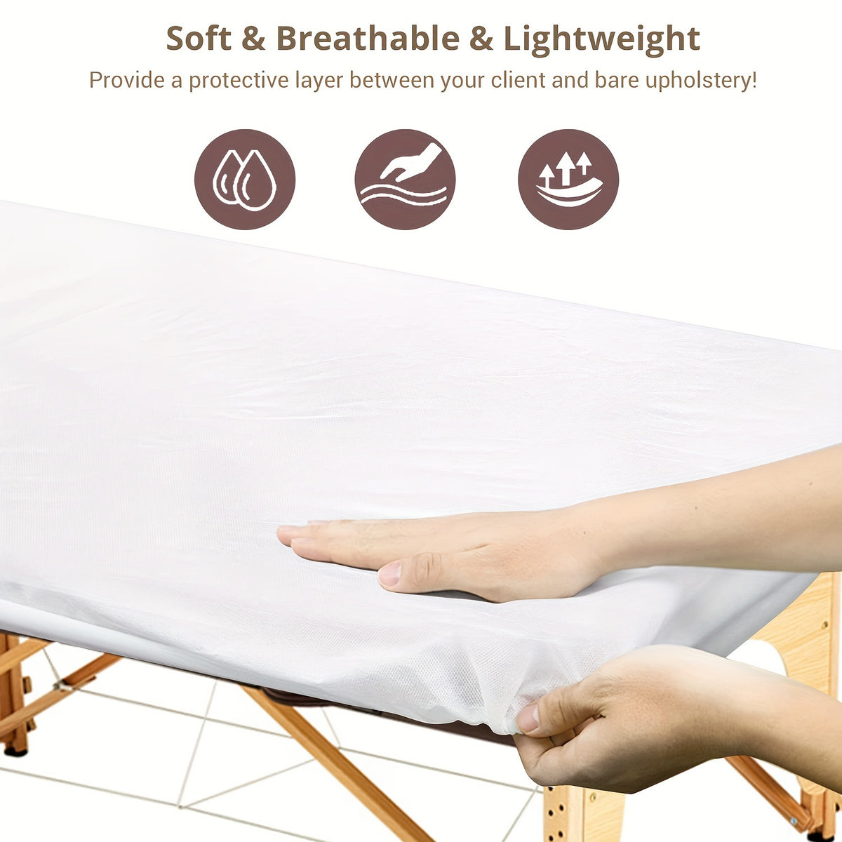 Disposable Massage Table Fitted Sheets Set of 5, Non-Woven Breathable 84.6" x 43.3" Single-Use Bed Covers for Beauty Salons, Spas & Skincare Treatments